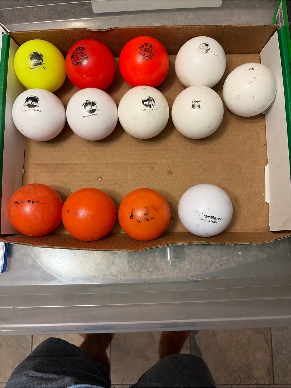 14 Assorted Field Hockey Balls Set - White, Orange, Red, Yellow